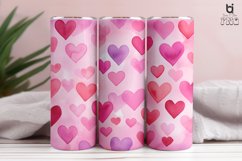 Pink Watercolor Valentine&#039;s Hearts Pattern Tumbler Design Product Image 10