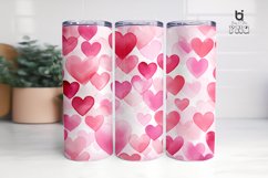 Pink Watercolor Valentine&#039;s Hearts Pattern Tumbler Design Product Image 11
