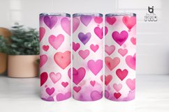 Pink Watercolor Valentine&#039;s Hearts Pattern Tumbler Design Product Image 3