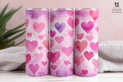 Pink Watercolor Valentine&#039;s Hearts Pattern Tumbler Design Product Image 4