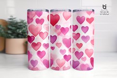 Pink Watercolor Valentine&#039;s Hearts Pattern Tumbler Design Product Image 5