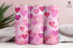 Pink Watercolor Valentine&#039;s Hearts Pattern Tumbler Design Product Image 6
