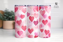 Pink Watercolor Valentine&#039;s Hearts Pattern Tumbler Design Product Image 7