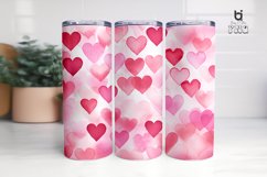Pink Watercolor Valentine&#039;s Hearts Pattern Tumbler Design Product Image 9