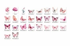 Pink Watercolor Butterfly Clipart Bundle