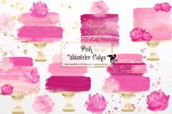 Pink Watercolor Cakes Clipart Product Image 1