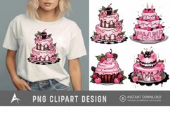 Watercolor Pink Cakes Sublimation Clipart Product Image 1