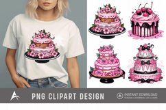 Watercolor Pink Cakes Sublimation Clipart Product Image 1