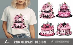 Watercolor Pink Cakes Sublimation Clipart Product Image 1