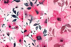 Pastel Pink Watercolor Flowers Seamless Digital Paper Bundle Product Image 2