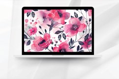 Pastel Pink Watercolor Flowers Seamless Digital Paper Bundle Product Image 3
