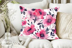Pastel Pink Watercolor Flowers Seamless Digital Paper Bundle Product Image 5
