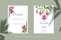 Pink Watercolor Fuchsia Flower Frame Set isolated on white or transparent background Floral Wreath and Borders Perfect for Wedding Stationary Designs Applying on the Wedding Invitation