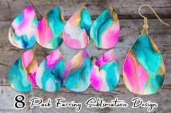Earring teardrop pink watercolor ink Luxury Teal Agate Product Image 1