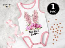 My first Easter, Easter bunny png, floral sublimation, boho png, bunny ears, Easter sublimation, leopard print bunny, leopard baby, Easter bundles, baptism baby, cartoon bunny ears, cute animals, golden glitter, pink leopard pattern, card decoration; roma