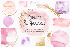 Blush Watercolor Circles &amp; Squares with Gold - PNG Product Image 1