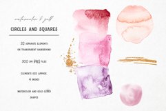 Blush Watercolor Circles &amp; Squares with Gold - PNG Product Image 2