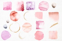 Blush Watercolor Circles &amp; Squares with Gold - PNG Product Image 4