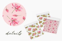 Hand Drawn Watercolor Pink Lotuses Seamless Patterns, Prints, Digital Paper on a large size