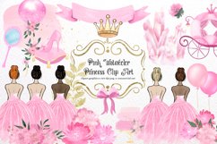 Pink Watercolor Princess Clipart Product Image 1