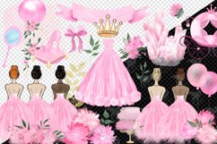 Pink Watercolor Princess Clipart Product Image 3