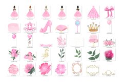 Pink Watercolor Princess Clipart Product Image 2