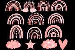 pink watercolor rainbow clipart