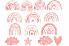 pink watercolor rainbow clipart