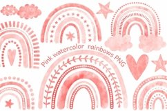 pink watercolor rainbow clipart
