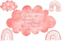 pink watercolor rainbow clipart
