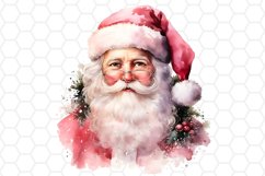 Pink Watercolor Santa Clipart Christmas Sublimation