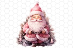 Pink Watercolor Santa Clipart Christmas Sublimation