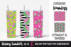 Pink Watermelon Skinny Tumbler Design / Sublimation PNG Product Image 1