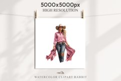 Pink Western Blonde Cowgirl Stetson Wild West Vintage Women PNG Decor Art Image Watercolor Transparent Print illustration sublimation creepy printable digital watercolor Western Cowboy Women Stetson Hat floral, Wild West clipart, vintage american women ho