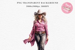 Pink Western Blonde Cowgirl Stetson Wild West Vintage Women PNG Decor Art Image Watercolor Transparent Print illustration sublimation creepy printable digital watercolor Western Cowboy Women Stetson Hat floral, Wild West clipart, vintage american women ho