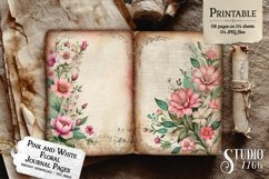Pink and White Floral Junk Journal Pages