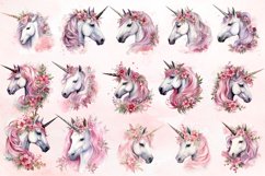 Watercolor Pink Winter Unicorn Clipart Bundle Product Image 2