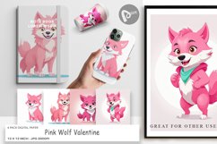 Digital Paper Pink Wolf Valentine Product Image 1