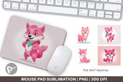 Mouse Pad Pink Wolf Valentine Product Image 1