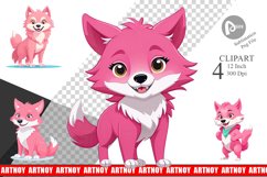 Pink Wolf Valentine Clipart Product Image 1