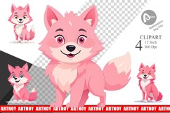 Pink Wolf Valentine Clipart Product Image 1