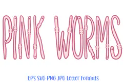 Pink Worms Alphabet Lettering Font ABC SVG PNG Cartoon Type by Squeeb Creative