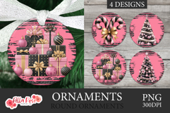 Pink &amp; Black | Girly | Round Christmas Ornaments Product Image 1