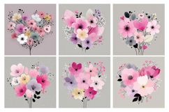 Pink Blossom Bouquet Digital Paper, 40 PNG &amp; JPEG Product Image 2