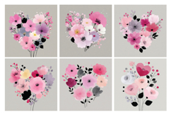 Pink Blossom Bouquet Digital Paper, 40 PNG &amp; JPEG Product Image 3