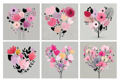 Pink Blossom Bouquet Digital Paper, 40 PNG &amp; JPEG Product Image 4