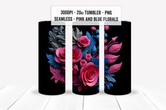 Seamless 3D Pink and Blue Tumbler Wraps, Floral Sublimations Product Image 10