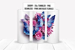 Seamless 3D Pink and Blue Tumbler Wraps, Floral Sublimations Product Image 8