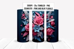 Seamless 3D Pink and Blue Tumbler Wraps, Floral Sublimations Product Image 7