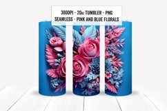 Seamless 3D Pink and Blue Tumbler Wraps, Floral Sublimations Product Image 6